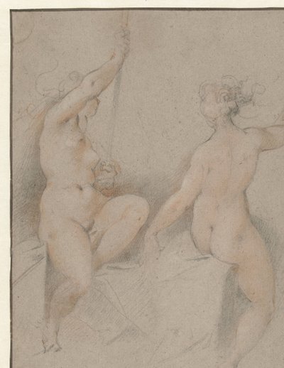 Két ülő női akt alkotó: Hendrick Goltzius (follower of)