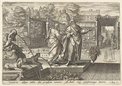 Illés megjövendöli Akháb királynak, hogy szárazság jön Illés története (sorozat címe) alkotó: Hendrick Goltzius (rejected attribution)