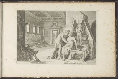 Apolló elcsábítja Leucotheát Ovidius metamorfózisai (sorozat címe) P. Ovidius Naso újraalkotásai (sorozat címe) alkotó: Hendrick Goltzius (workshop of)