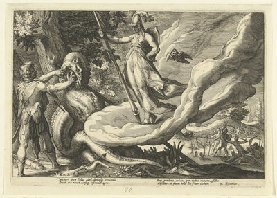 Kadmusz veti a sárkány fogait Ovidius metamorfózisai (sorozat címe) alkotó: Hendrick Goltzius (workshop of)