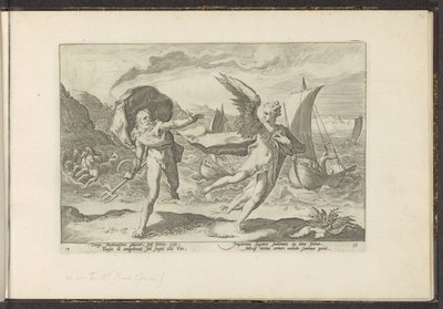 Cornix varjúvá változik Ovidius metamorfózisai (sorozat címe) P. Ovidius Naso újraalkotásai (sorozat címe) alkotó: Hendrick Goltzius (workshop of)