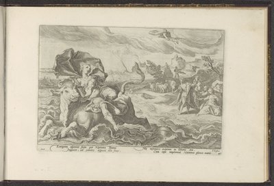 Európa elrablása Ovidius metamorfózisai (sorozat címe) P. Ovidius Naso újraalkotásai (sorozat címe) alkotó: Hendrick Goltzius (workshop of)
