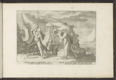 Deucalion és Pyrrha új emberi fajt hoznak létre Ovidius metamorfózisai (sorozat címe) P. Ovidius Naso rekreációi (sorozat címe) alkotó: Hendrick Goltzius (workshop of)