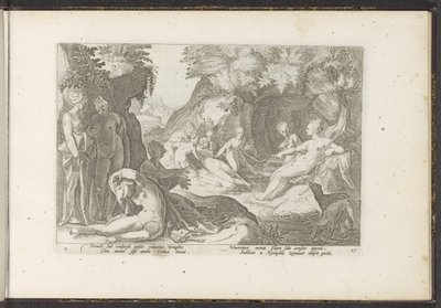 Diana felfedezi Callisto terhességét Ovidius metamorfózisai (sorozat címe) P. Ovidius Naso újraalkotásai (sorozat címe) alkotó: Hendrick Goltzius (workshop of)