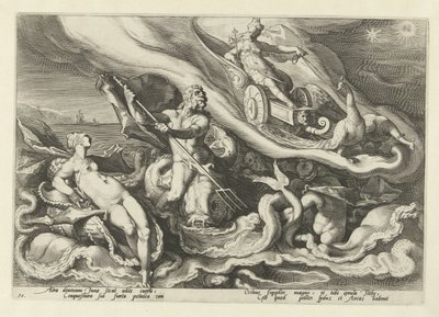 Juno panaszkodik Thetisnek és Oceanusnak Ovidius metamorfózisai (sorozat címe) alkotó: Hendrick Goltzius (workshop of)