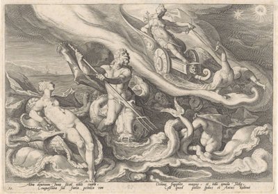 Juno panaszkodik Thetisnek és Oceanusnak Ovidius metamorfózisai (sorozat címe) alkotó: Hendrick Goltzius (workshop of)