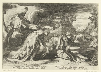 Juno Callistót medvévé változtatja Ovidius metamorfózisai (sorozat címe) alkotó: Hendrick Goltzius (workshop of)