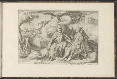Jupiter és Juno megvitatják, hogy a nemek közül melyikben van nagyobb szerelemvágy Ovidius metamorfózisai (sorozat címe) P. Ovidius Naso újraalkotásai (sorozat címe) alkotó: Hendrick Goltzius (workshop of)