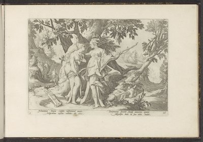 A Jupiter Diana képében csábítja el Callistót Ovidius metamorfózisai (sorozat címe) P. Ovidius Naso újraalkotásai (sorozat címe) alkotó: Hendrick Goltzius (workshop of)