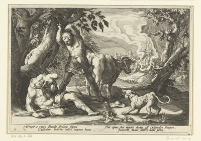Mercurius doodt Argus Ovidius metamorfózisai (sorozat címe) alkotó: Hendrick Goltzius (workshop of)