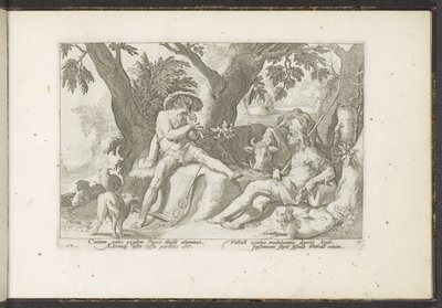 Mercury furulyázik Argusnak Ovidius metamorfózisai (sorozat címe) P. Ovidius Naso rekreációi (sorozat címe) alkotó: Hendrick Goltzius (workshop of)