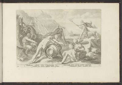 A Neptunusz és a folyó istenei árvizet okoznak Ovidius metamorfózisai (sorozat címe) P. Ovidius Naso újraalkotásai (sorozat címe) alkotó: Hendrick Goltzius (workshop of)