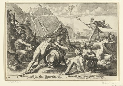 A Neptunusz és a folyó istenei árvizet okoznak Ovidius metamorfózisai (sorozat címe) alkotó: Hendrick Goltzius (workshop of)