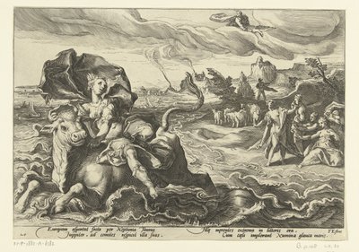 Tető van Europa Ovidius Metamorfosen (sorozat címe) alkotó: Hendrick Goltzius (workshop of)