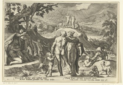 Deucalion özöne Ovidius metamorfózisai (sorozat címe) alkotó: Hendrick Goltzius (workshop of)