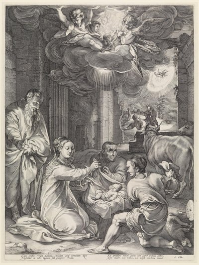 A pásztorok imádása alkotó: Hendrick Goltzius