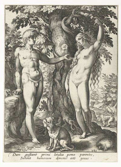 Ádám és Éva és a Kígyó alkotó: Hendrick Goltzius