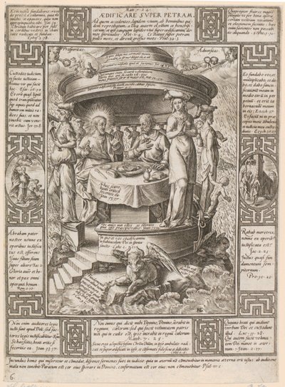 A sziklára építeni, a „A keresztény hit allegóriái” sorozat 6. lapja alkotó: Hendrick Goltzius