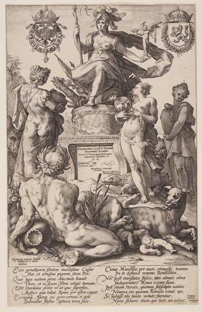 Róma allegóriája, címlap a Római hősökből alkotó: Hendrick Goltzius