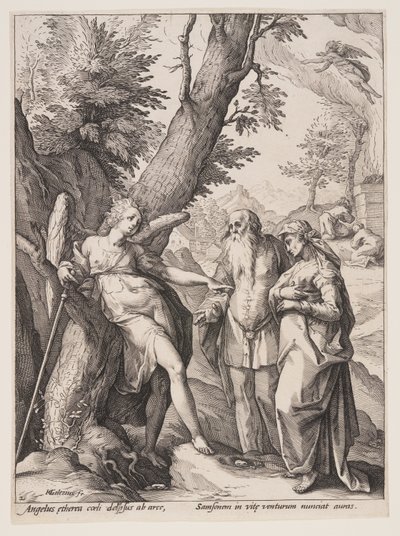 Angyal Manoah-val és feleségével alkotó: Hendrick Goltzius