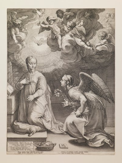 Angyali üdvözlet, „A Szűz életéből” című sorozatból alkotó: Hendrick Goltzius