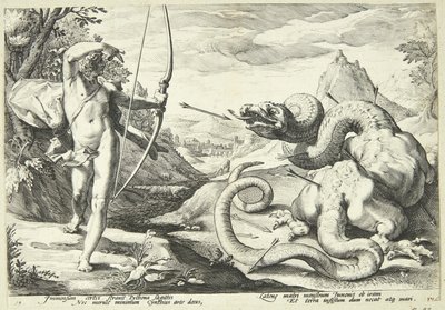 Apollo megöli Pythont alkotó: Hendrick Goltzius