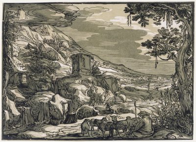 Árkádiai táj pásztorral alkotó: Hendrick Goltzius