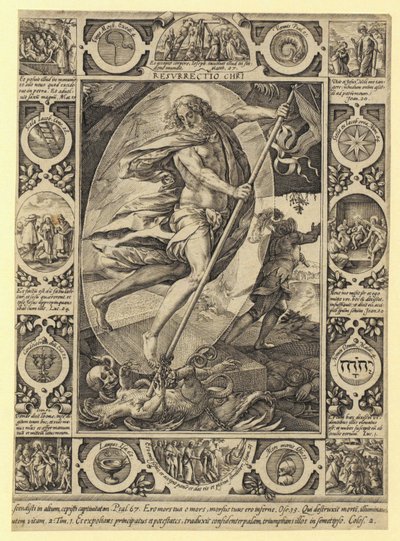 Krisztus feltámadása, a „Krisztus élete” sorozat 7. lapja alkotó: Hendrick Goltzius