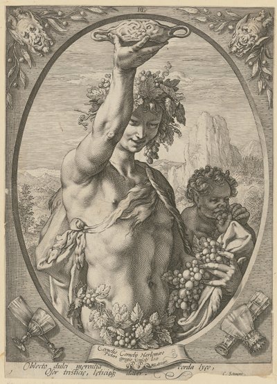 Bacchus, a „Bacchus, Vénusz és Ceres” sorozat 1. lapja alkotó: Hendrick Goltzius