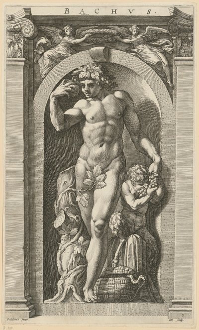 Bacchus, a „Nyolc ókori istenség” sorozat 7. lapja alkotó: Hendrick Goltzius