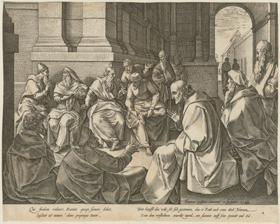 Boás és a tíz vének, a „Rút története” című sorozat 4. lapja alkotó: Hendrick Goltzius