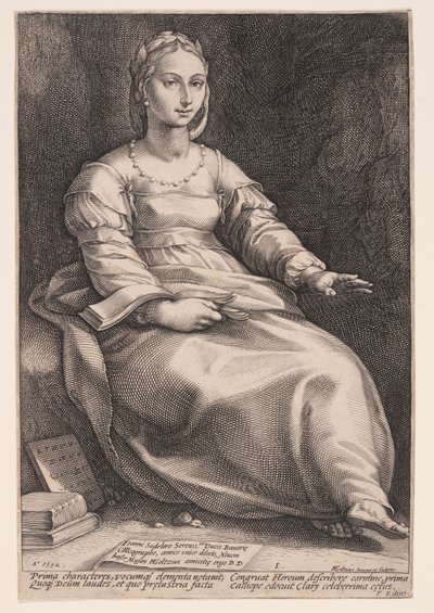 Kalliopé, az epikus költészet és az ékesszólás múzsája, a Kilenc múzsából alkotó: Hendrick Goltzius