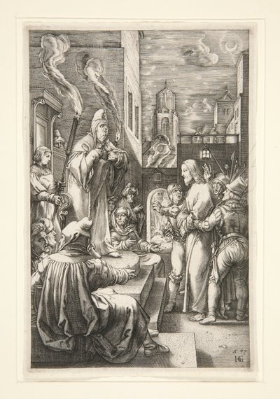 Krisztus Kaifás előtt alkotó: Hendrick Goltzius
