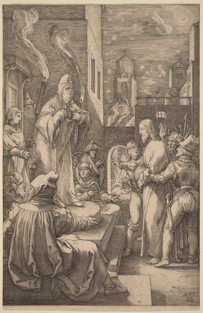 Krisztus Kaifás előtt alkotó: Hendrick Goltzius