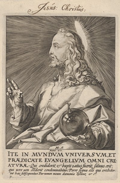 Krisztus, a „Krisztus, az apostolok és Szent Pál a hitvallással” című műből alkotó: Hendrick Goltzius