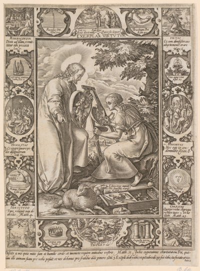 Krisztus, mint erényes példakép, a „Krisztus élete” sorozat 4. lapja alkotó: Hendrick Goltzius