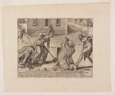 A bolond pereskedő halála, a Litis Abususból (A jog visszaélései) alkotó: Hendrick Goltzius
