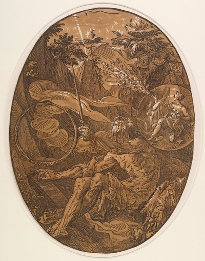 Demogorgon in der Höhle der Ewigkeit alkotó: Hendrick Goltzius