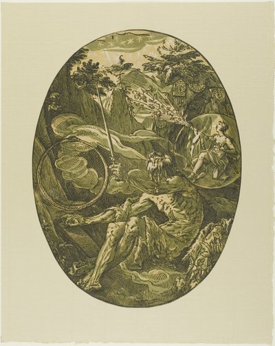Demogorgon az örökkévalóság barlangjában, egy lemez a Demogorgontól és az istenségektől alkotó: Hendrick Goltzius