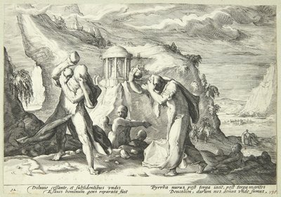 Deukalion és Pyrrha újra benépesíti a világot alkotó: Hendrick Goltzius
