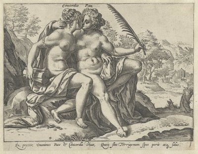 Egység és béke (Concordia/Pax) Az egyesült erények (sorozat címe) alkotó: Hendrick Goltzius