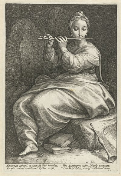 Euterpe A kilenc múzsa (sorozat címe) alkotó: Hendrick Goltzius
