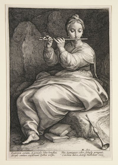 Euterpé, A kilenc múzsa sorozat 6. táblája alkotó: Hendrick Goltzius