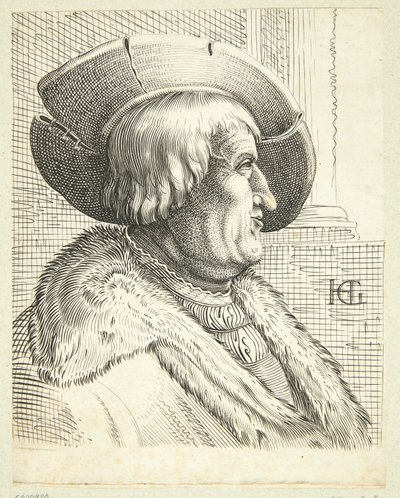 Fantázia portré öreg férfi kalap profiljában alkotó: Hendrick Goltzius