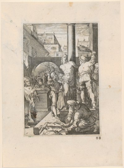 Krisztus megostorozása, A passió sorozat 6. lapja alkotó: Hendrick Goltzius