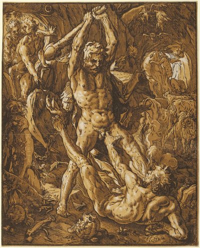Herkulesz megöli Cacust alkotó: Hendrick Goltzius