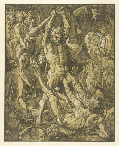 Hercules en Cacus alkotó: Hendrick Goltzius