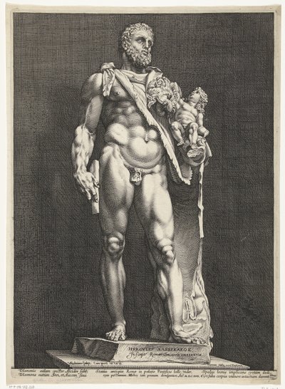 Herkules és Telephos Commodus császár, mint Herkules Három antik szobor Rómában (sorozat címe) alkotó: Hendrick Goltzius