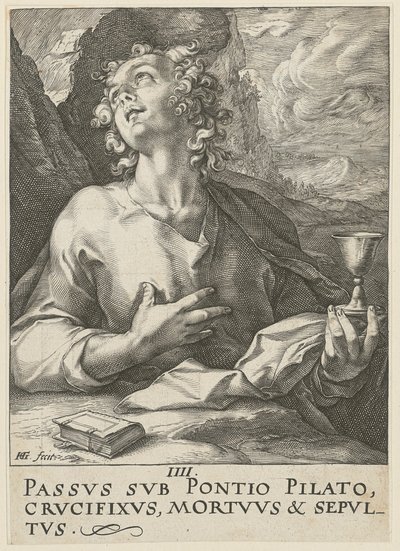 Johannes, a „Krisztus, a tizenkét apostol és Pál” című sorozat 4. lapja alkotó: Hendrick Goltzius