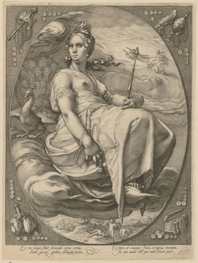 Juno, a „Három istennő” sorozat 3. lapja alkotó: Hendrick Goltzius